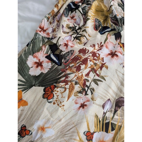 H&M Top Women's 12 Blouse Tropical Multicolor Hawaiian Parrots Vneck Tunic Coast - Picture 14 of 14